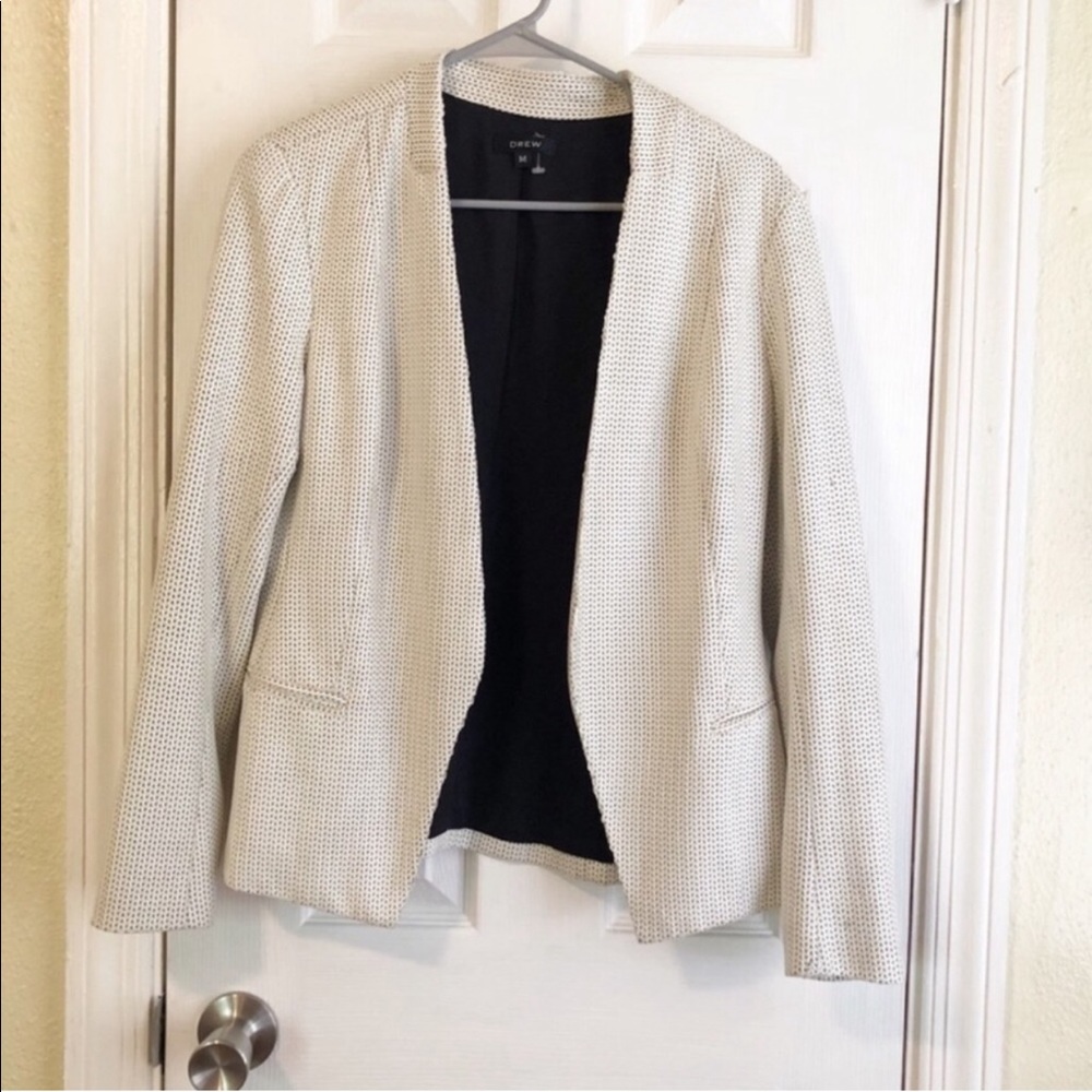 DREW White and Black Woven Blazer